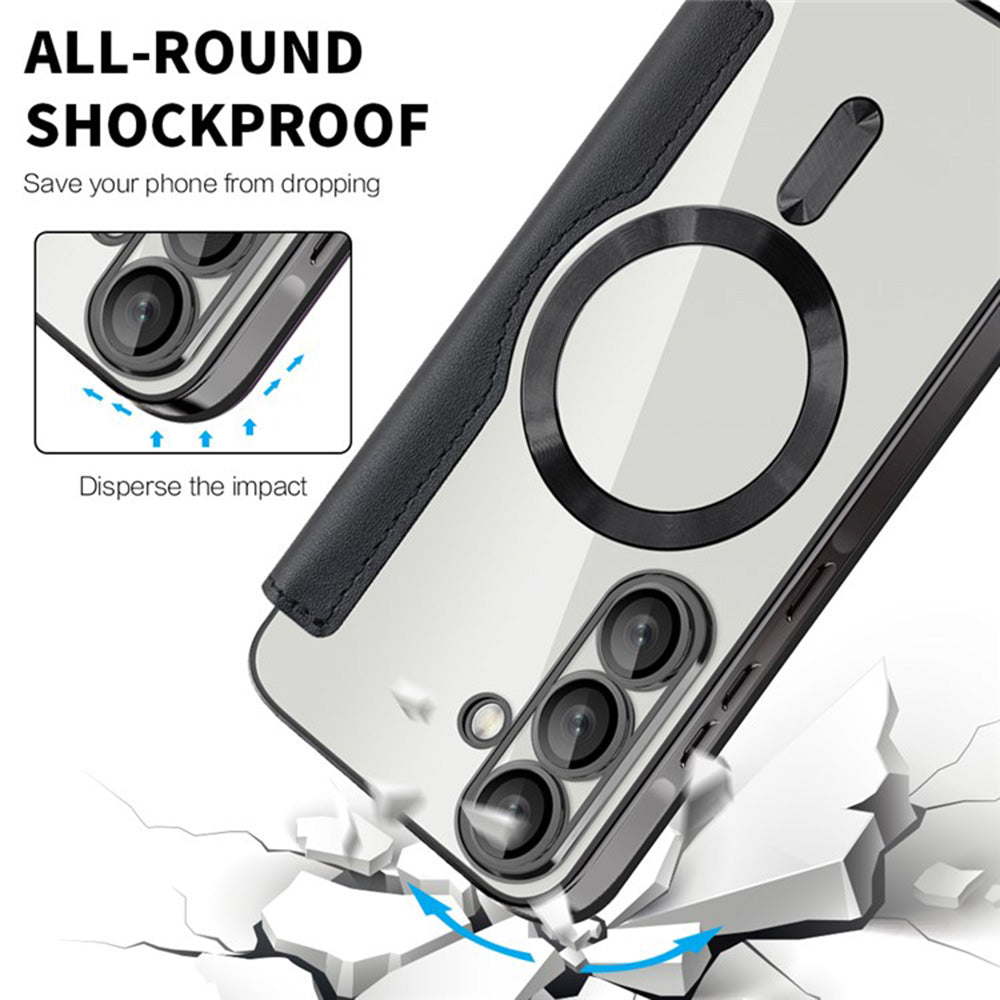 Custodia MagSafe per Samsung Galaxy A36 A366, Techsuit, SmartMag Book, Nera