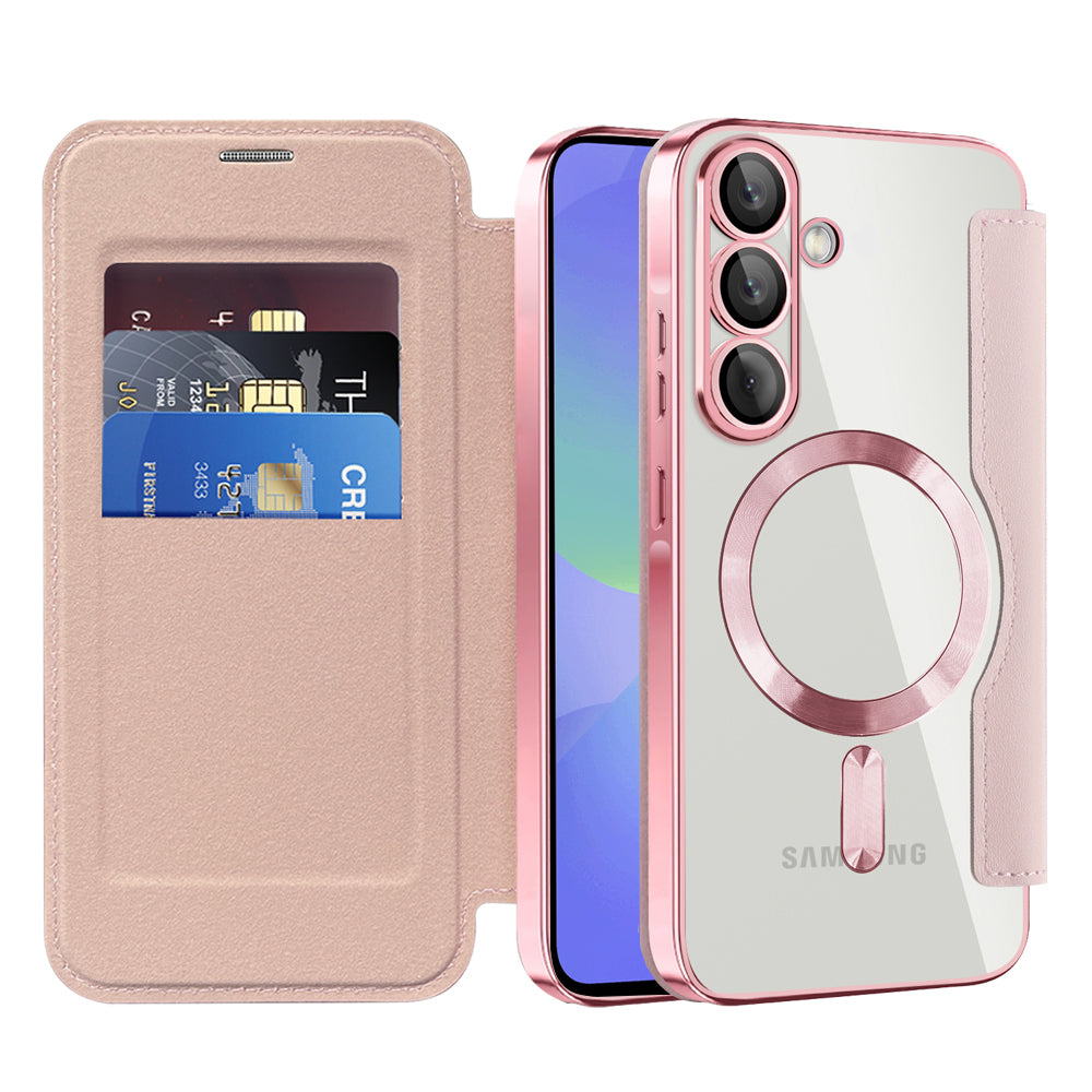 Custodia MagSafe per Samsung Galaxy A36 A366, Techsuit, SmartMag Book, Rosa