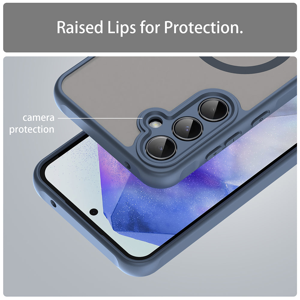 Custodia MagSafe per Samsung Galaxy A55 5G A556, Techsuit, HaloFrost II, Blu Navy