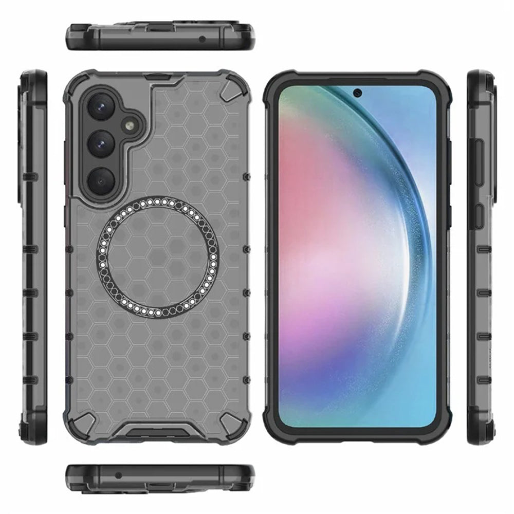 Custodia MagSafe per Samsung Galaxy A55 5G A556, Techsuit, HoneyComb Shield, Nera