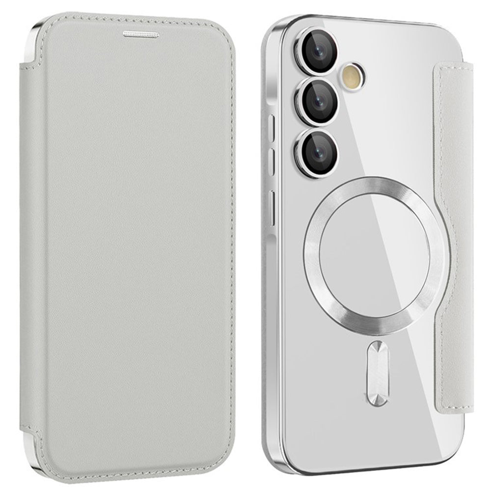 Custodia MagSafe per Samsung Galaxy A55 5G A556, Techsuit, SmartMag Book, Grigio