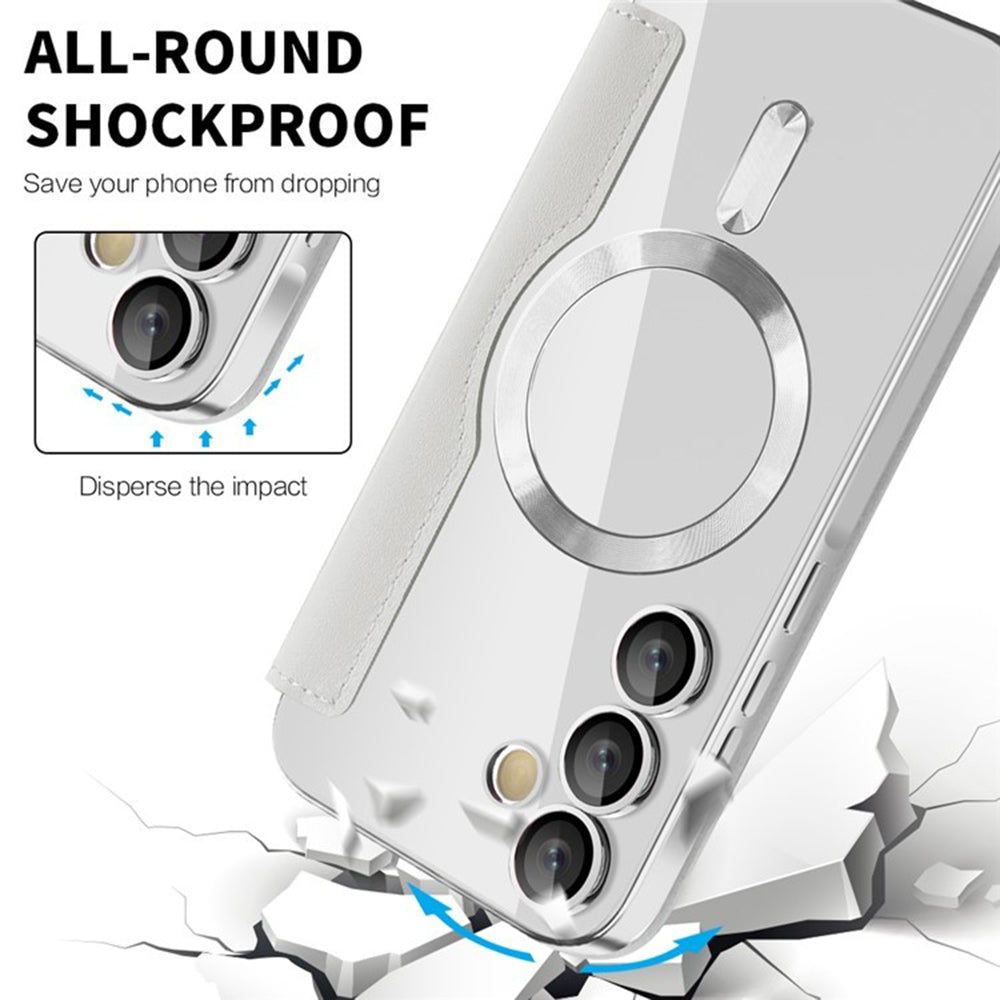 Custodia MagSafe per Samsung Galaxy A55 5G A556, Techsuit, SmartMag Book, Grigio