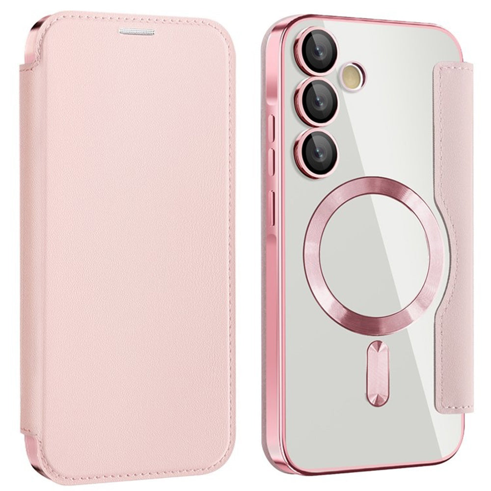 Custodia MagSafe per Samsung Galaxy A55 5G A556, Techsuit, SmartMag Book, Rosa