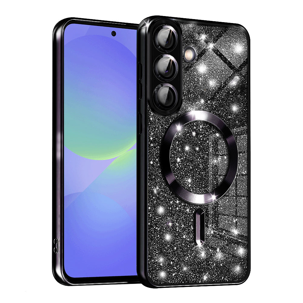 Custodia MagSafe per Samsung Galaxy A56 A566 / A36 A366, Techsuit, Luxury Glitter, Nera