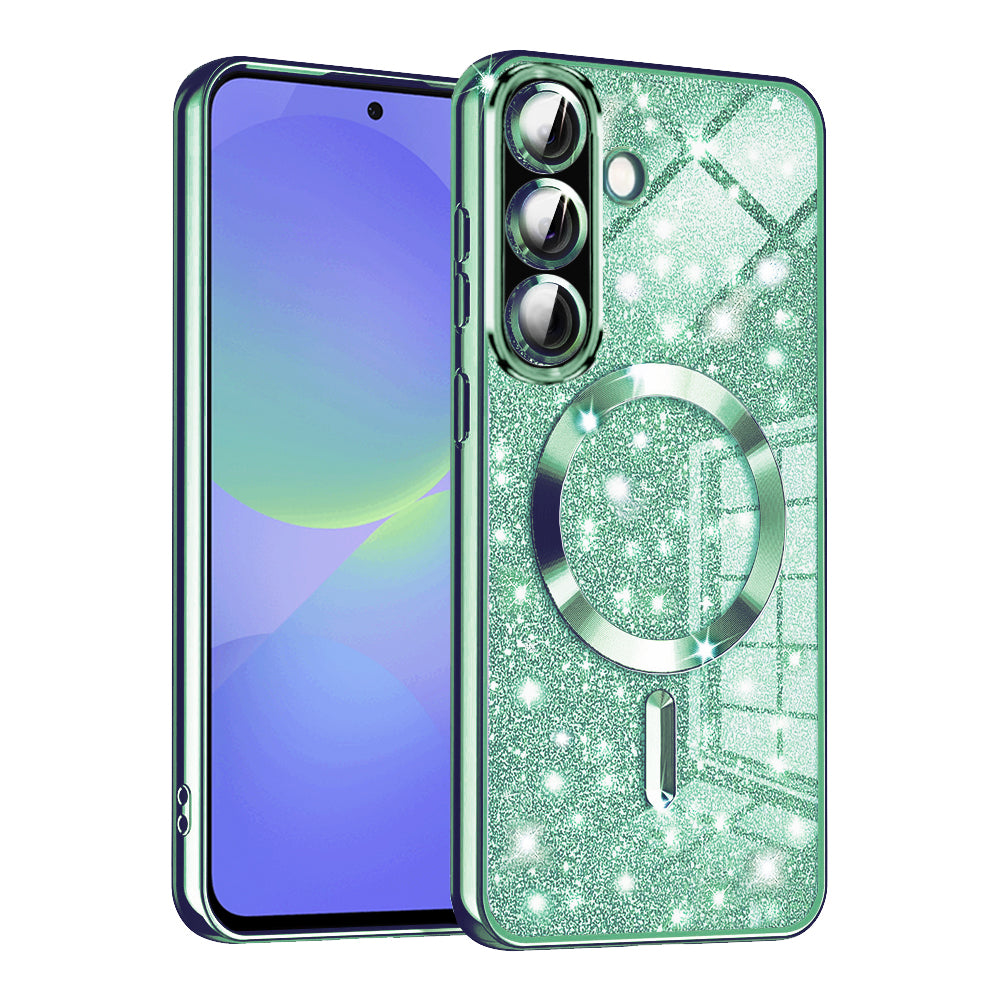 Custodia MagSafe per Samsung Galaxy A56 A566 / A36 A366, Techsuit, Luxury Glitter, Verde Chiaro