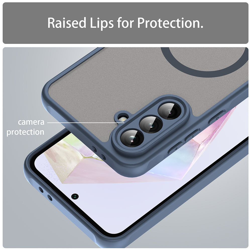 Custodia MagSafe per Samsung Galaxy A56 A566, Techsuit, HaloFrost II, Blu Navy