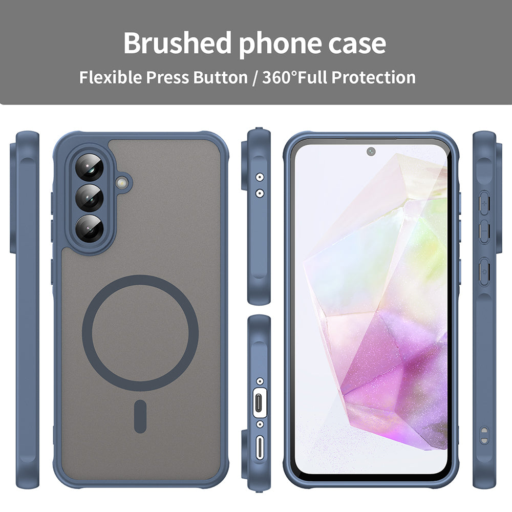 Custodia MagSafe per Samsung Galaxy A56 A566, Techsuit, HaloFrost II, Blu Navy
