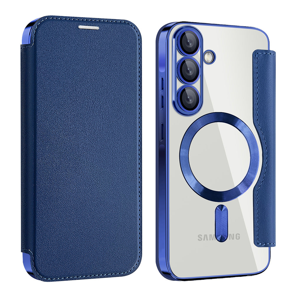 Custodia MagSafe per Samsung Galaxy A56 A566, Techsuit, SmartMag Book, Blu