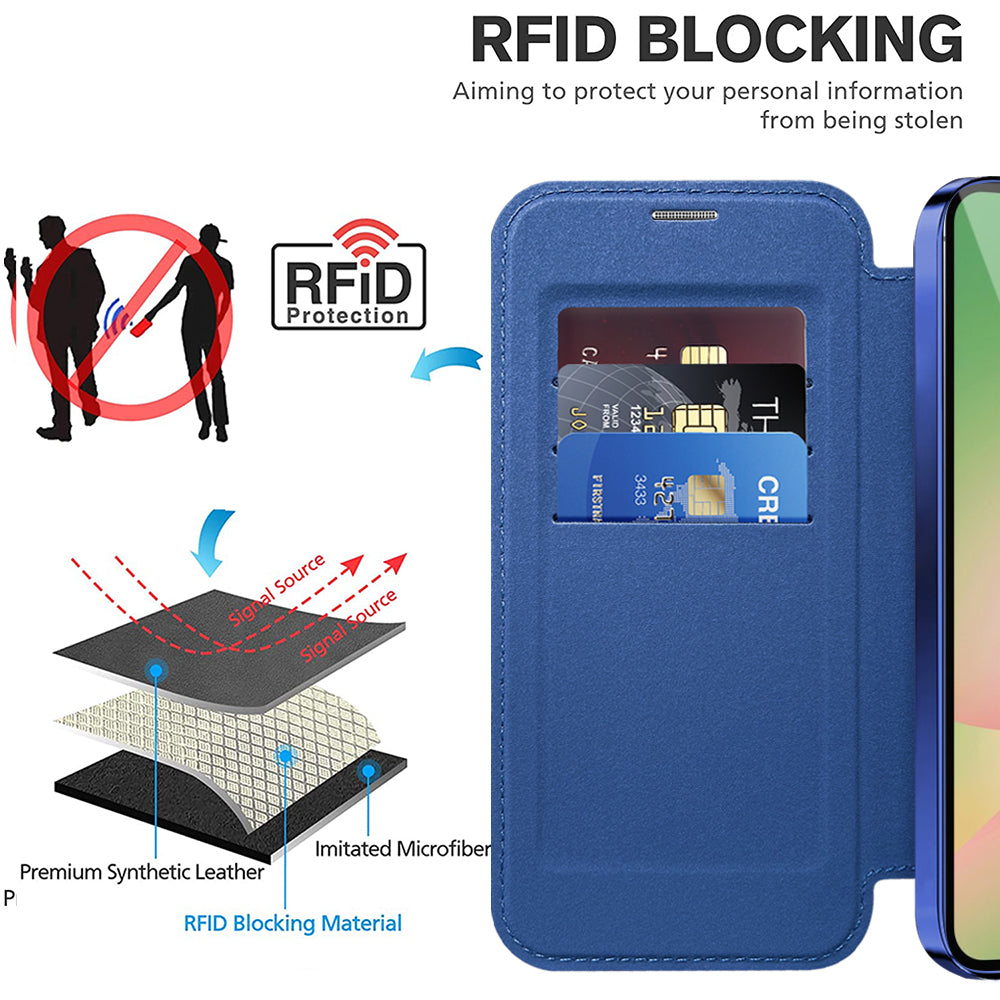 Custodia MagSafe per Samsung Galaxy A56 A566, Techsuit, SmartMag Book, Blu