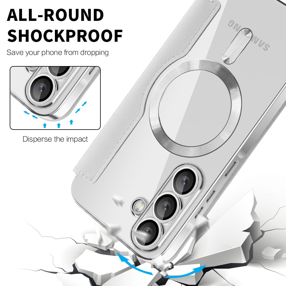 Custodia MagSafe per Samsung Galaxy A56 A566, Techsuit, SmartMag Book, Grigio