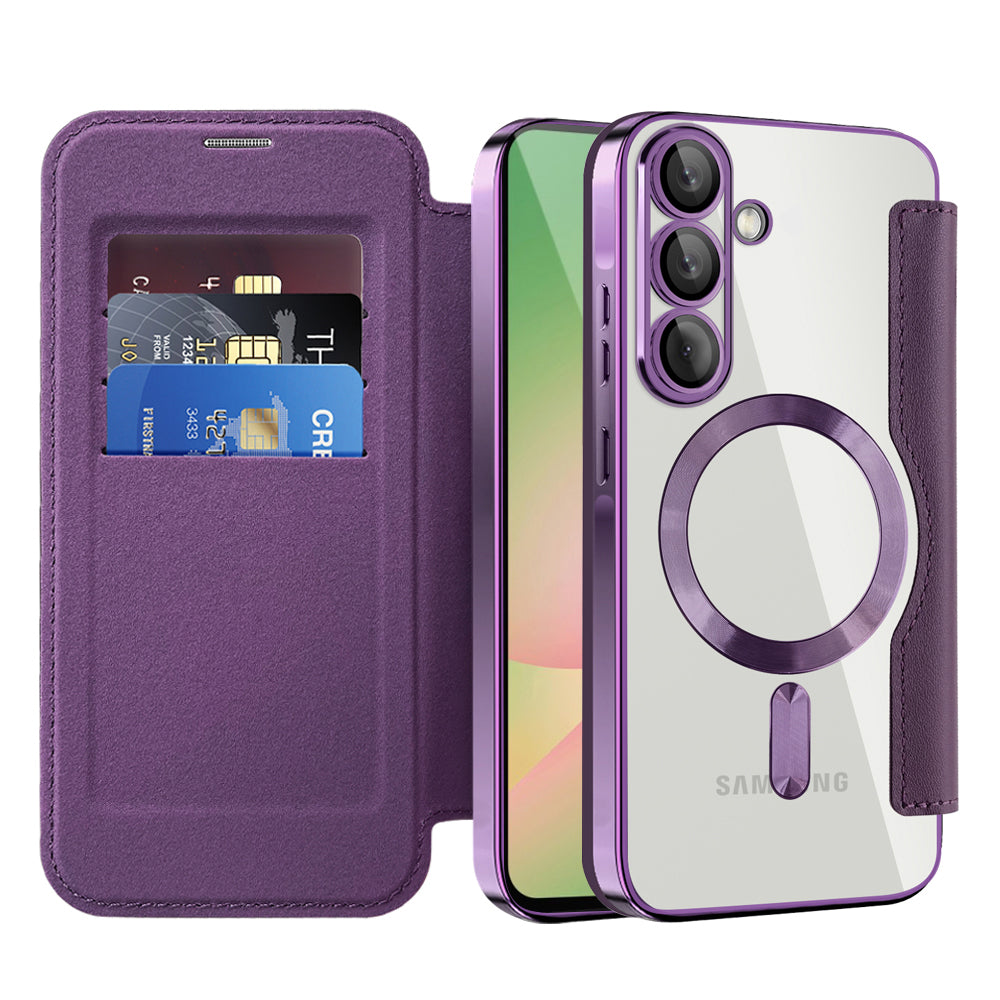Custodia MagSafe per Samsung Galaxy A56 A566, Techsuit, SmartMag Book, Viola