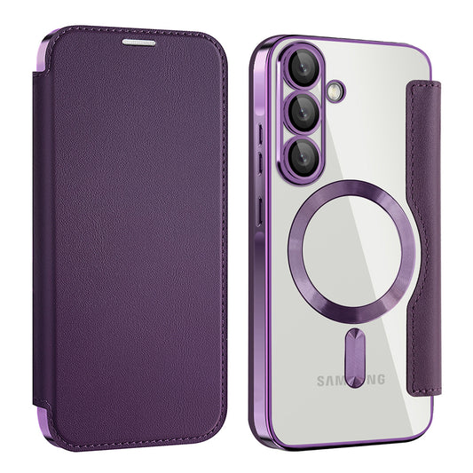 Custodia MagSafe per Samsung Galaxy A56 A566, Techsuit, SmartMag Book, Viola