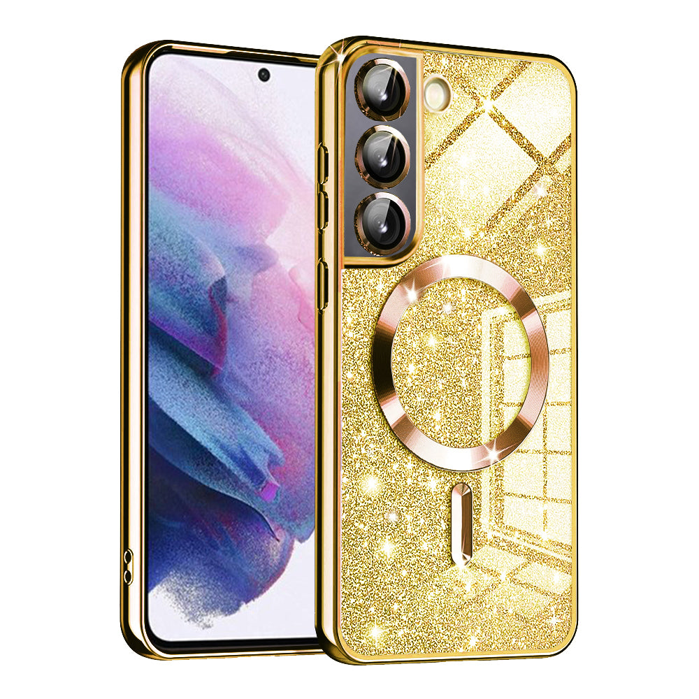 Custodia MagSafe per Samsung Galaxy S21 5G G991, Techsuit, Luxury Glitter, Dorata