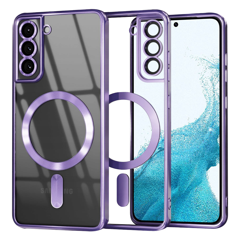 Custodia MagSafe per Samsung Galaxy S22 5G S901, Techsuit, Luxury Crystal, Viola Chiaro