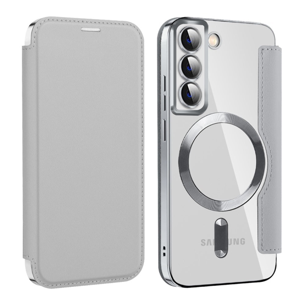 Custodia MagSafe per Samsung Galaxy S22 5G S901, Techsuit, SmartMag Book, Grigio