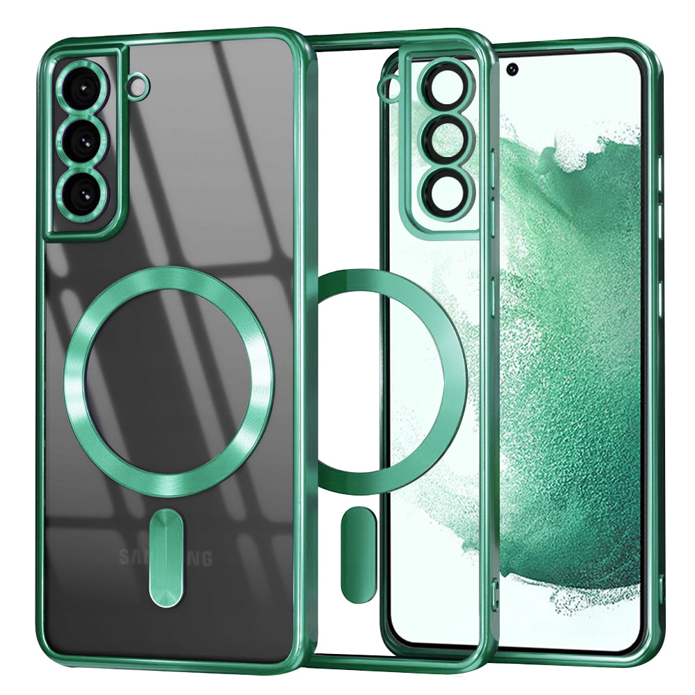 Custodia MagSafe per Samsung Galaxy S22+ 5G S906, Techsuit, Luxury Crystal, Verde Chiaro