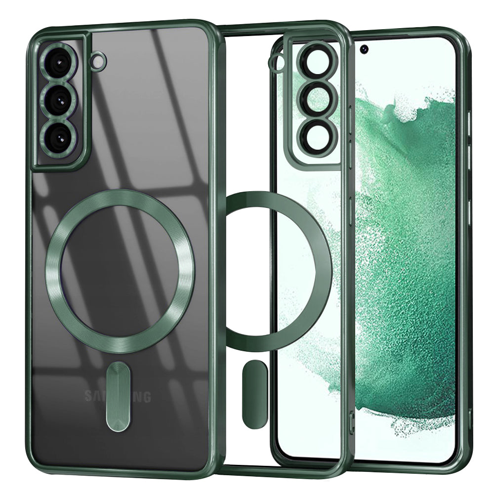Custodia MagSafe per Samsung Galaxy S22+ 5G S906, Techsuit, Luxury Crystal, Verde Scuro