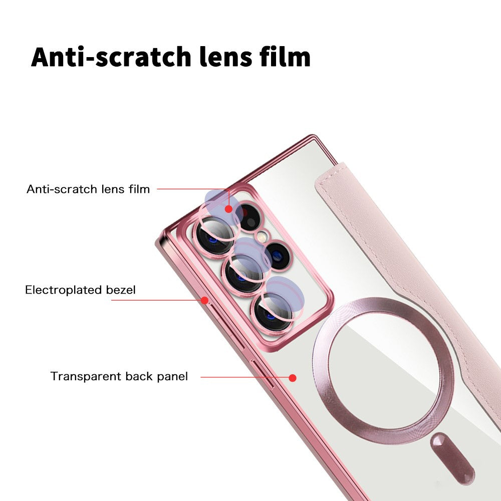 Custodia MagSafe per Samsung Galaxy S22 Ultra 5G S908, Techsuit, SmartMag Book, Rosa