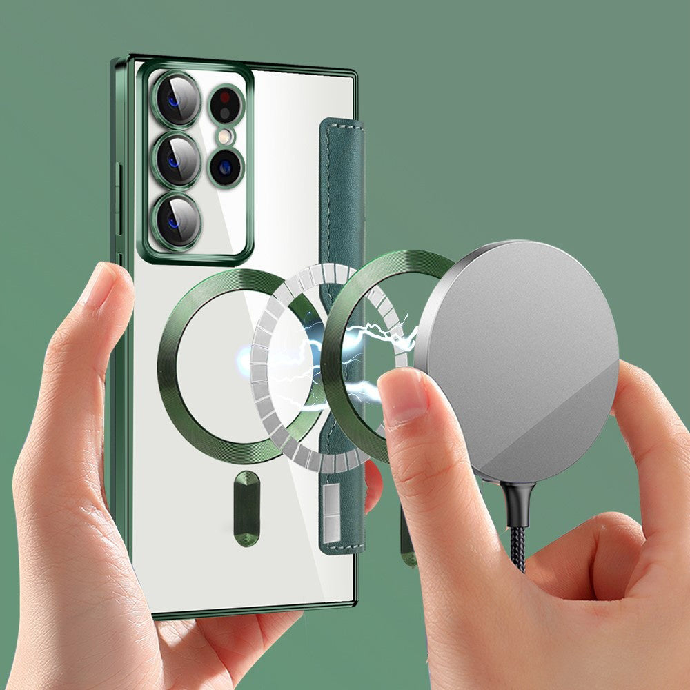 Custodia MagSafe per Samsung Galaxy S22 Ultra 5G S908, Techsuit, SmartMag Book, Verde
