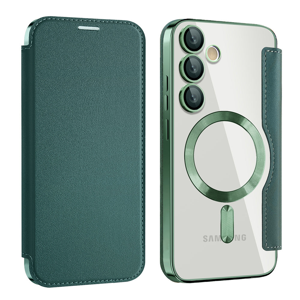 Custodia MagSafe per Samsung Galaxy S23 FE S711, Techsuit, SmartMag Book, Verde