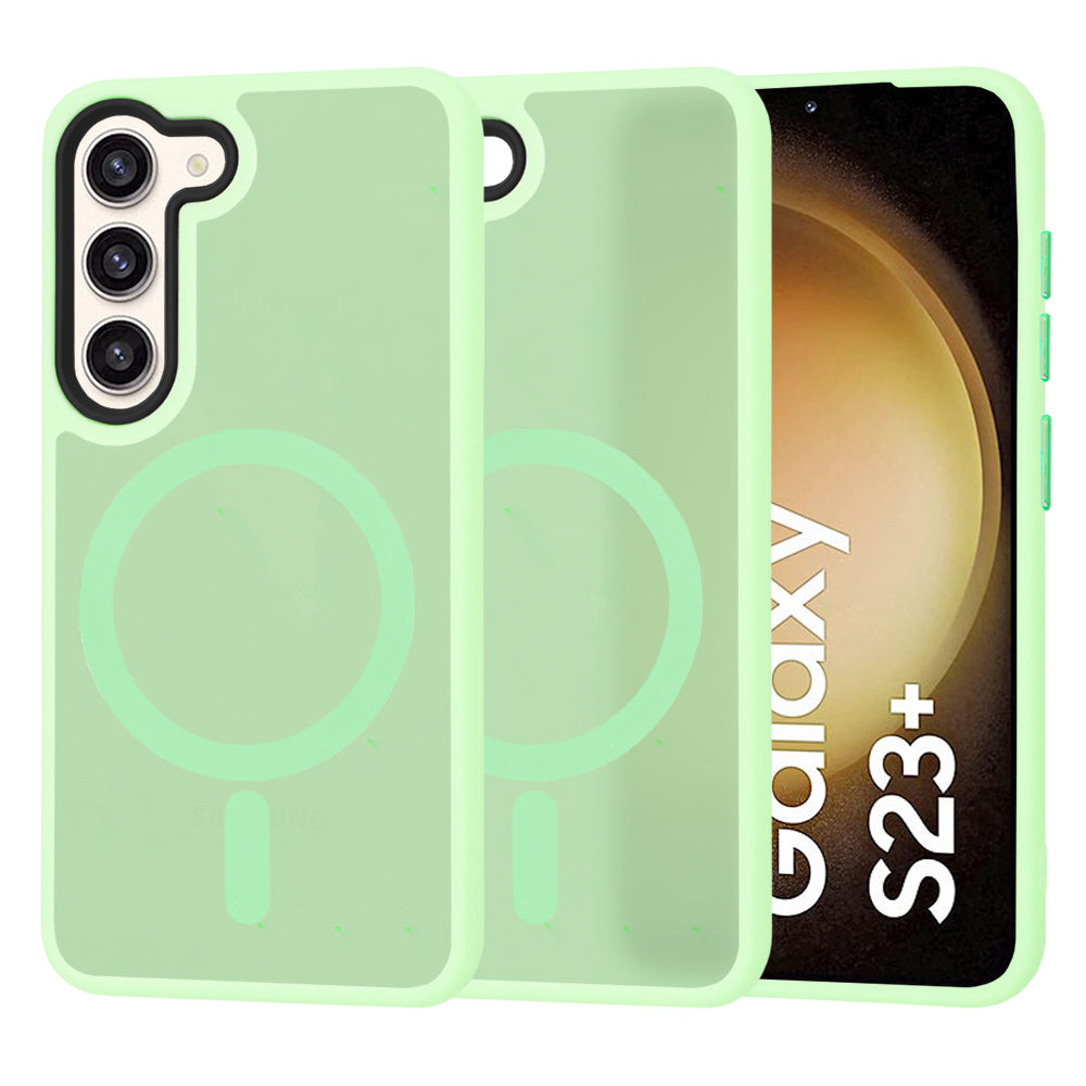 Custodia MagSafe per Samsung Galaxy S23+ S916, Techsuit, HaloFrost, Verde Chiaro