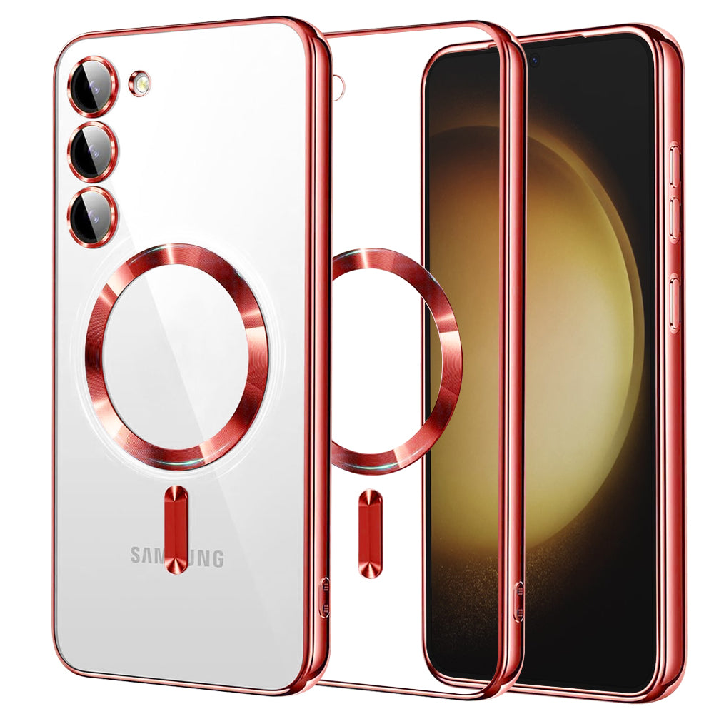 Custodia MagSafe per Samsung Galaxy S23+ S916, Techsuit, Luxury Crystal, Rossa