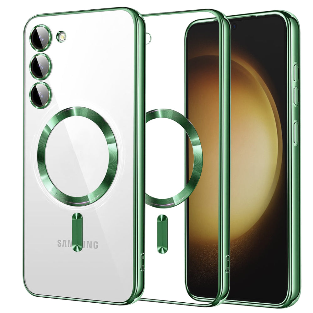 Custodia MagSafe per Samsung Galaxy S23+ S916, Techsuit, Luxury Crystal, Verde Chiaro