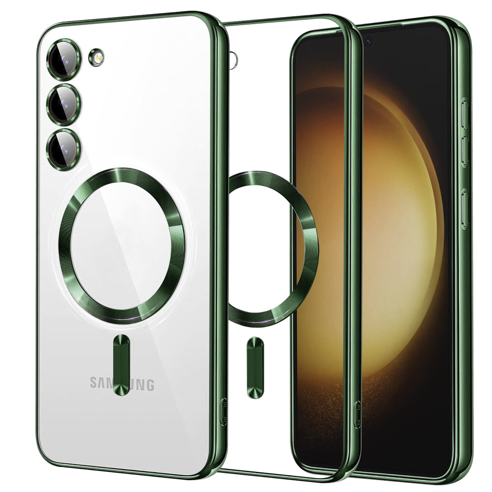 Custodia MagSafe per Samsung Galaxy S23+ S916, Techsuit, Luxury Crystal, Verde Scuro