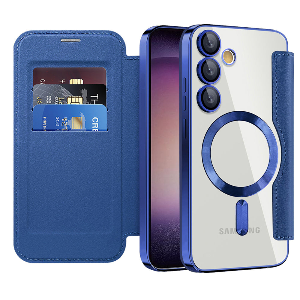 Custodia MagSafe per Samsung Galaxy S23+ S916, Techsuit, SmartMag Book, Blu