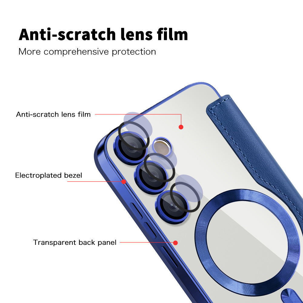 Custodia MagSafe per Samsung Galaxy S23+ S916, Techsuit, SmartMag Book, Blu