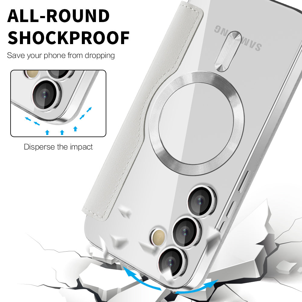 Custodia MagSafe per Samsung Galaxy S23+ S916, Techsuit, SmartMag Book, Grigio