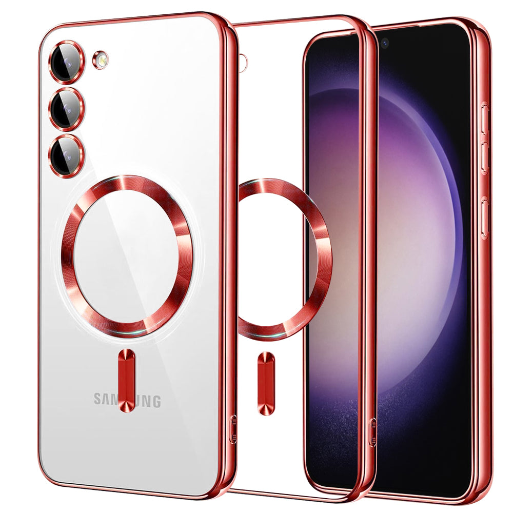 Custodia MagSafe per Samsung Galaxy S23 S911, Techsuit, Luxury Crystal, Rossa