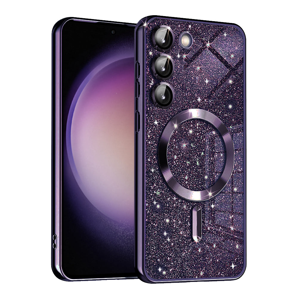 Custodia MagSafe per Samsung Galaxy S23 S911, Techsuit, Luxury Glitter, Viola Scuro