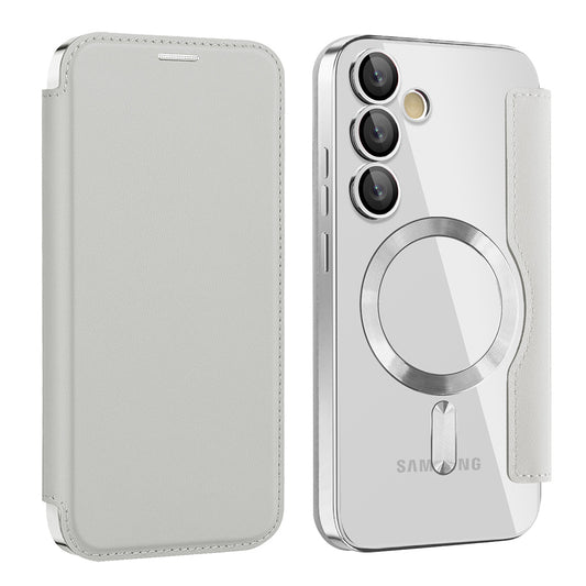 Custodia MagSafe per Samsung Galaxy S23 S911, Techsuit, SmartMag Book, Grigio