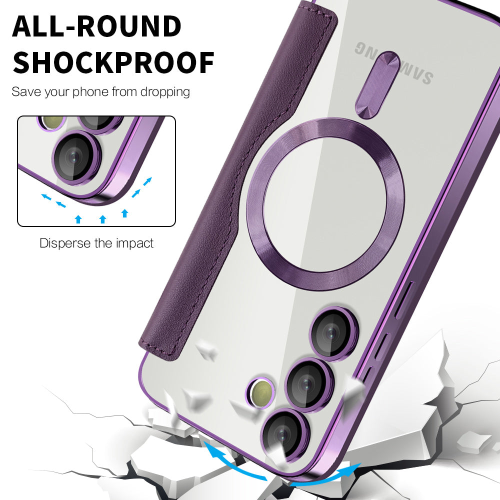 Custodia MagSafe per Samsung Galaxy S23 S911, Techsuit, SmartMag Book, Viola