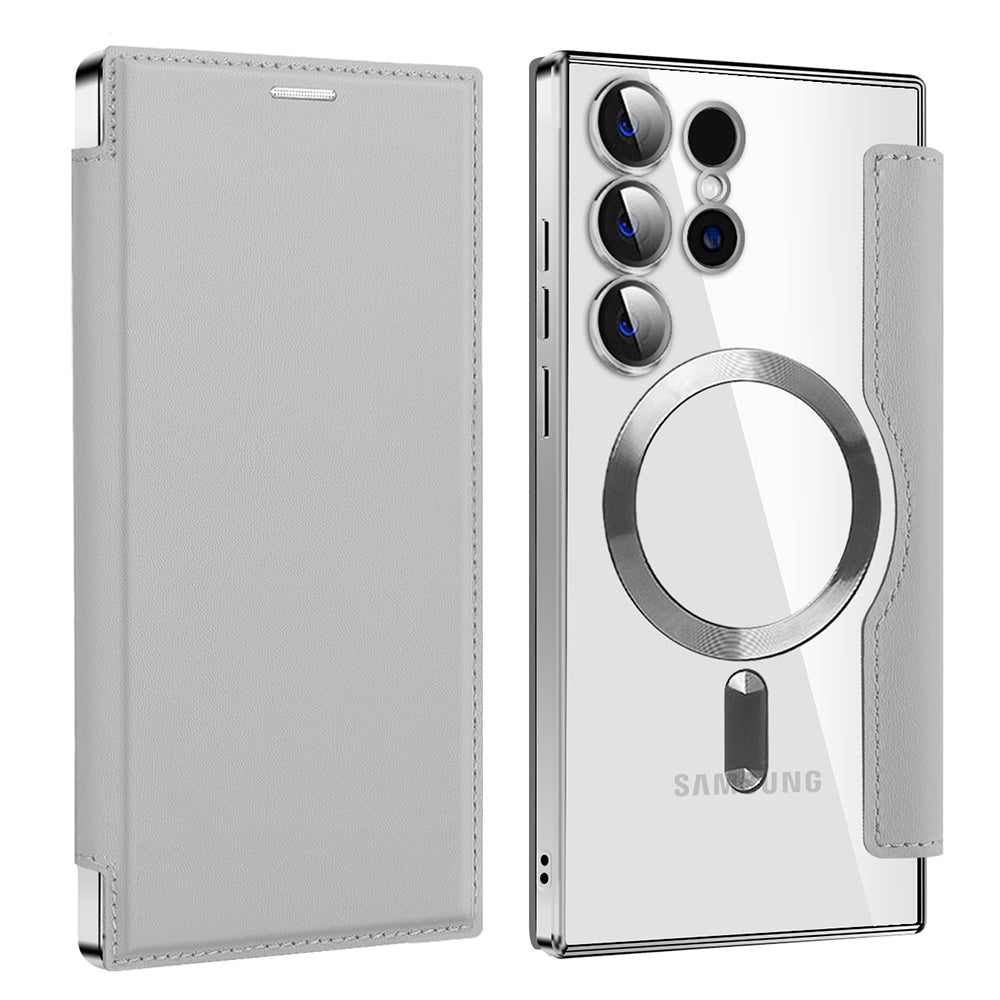 Custodia MagSafe per Samsung Galaxy S23 Ultra S918, Techsuit, SmartMag Book, Grigio