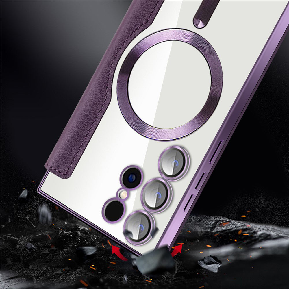 Custodia MagSafe per Samsung Galaxy S23 Ultra S918, Techsuit, SmartMag Book, Rosa