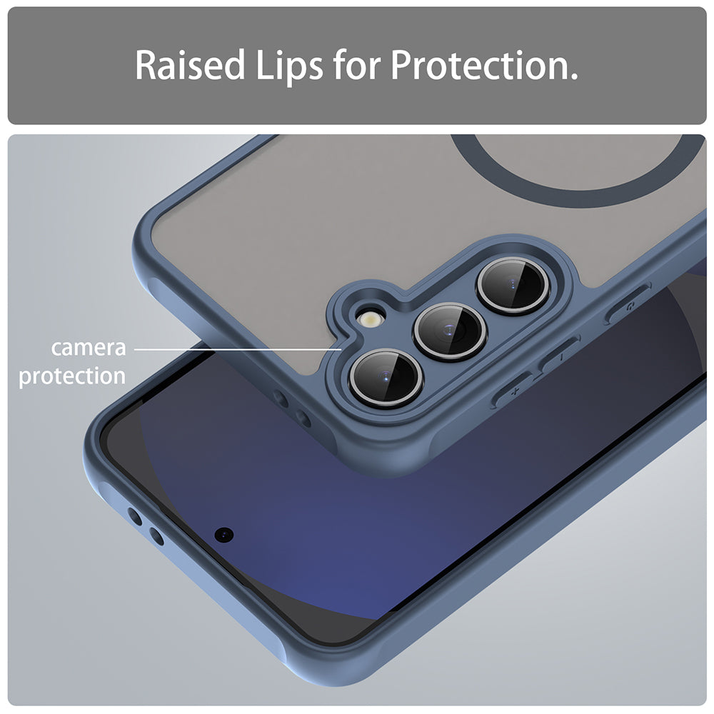 Custodia MagSafe per Samsung Galaxy S24 FE S721, Techsuit, HaloFrost II, Blu Navy