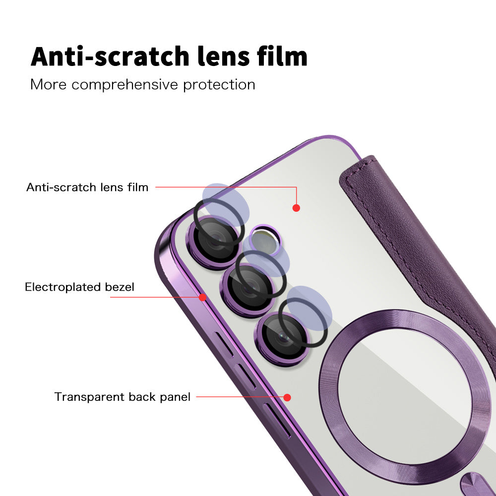Custodia MagSafe per Samsung Galaxy S24 FE S721, Techsuit, SmartMag Book, Viola