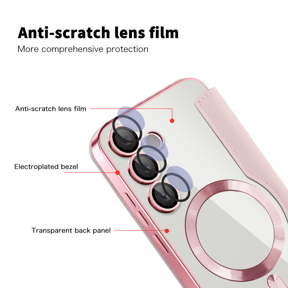 Custodia MagSafe per Samsung Galaxy S24 FE S721, Techsuit, SmartMag Book, Rosa
