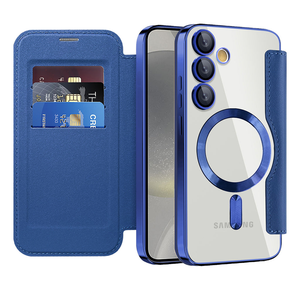 Custodia MagSafe per Samsung Galaxy S24+ S926, Techsuit, SmartMag Book, Blu