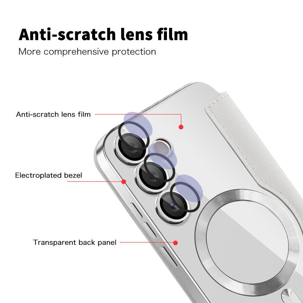 Custodia MagSafe per Samsung Galaxy S24+ S926, Techsuit, SmartMag Book, Grigio