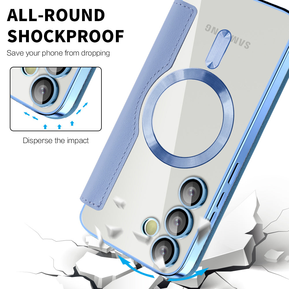 Custodia MagSafe per Samsung Galaxy S24 S921, Techsuit, SmartMag Book, Blu