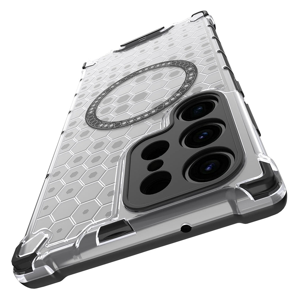 Custodia MagSafe per Samsung Galaxy S24 Ultra S928, Techsuit, HoneyComb Shield, Bianca