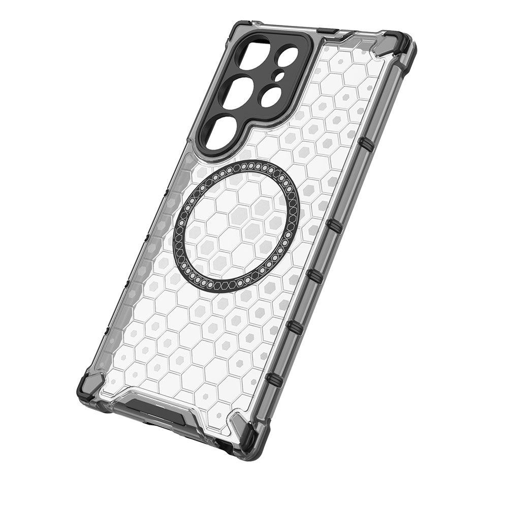 Custodia MagSafe per Samsung Galaxy S24 Ultra S928, Techsuit, HoneyComb Shield, Bianca