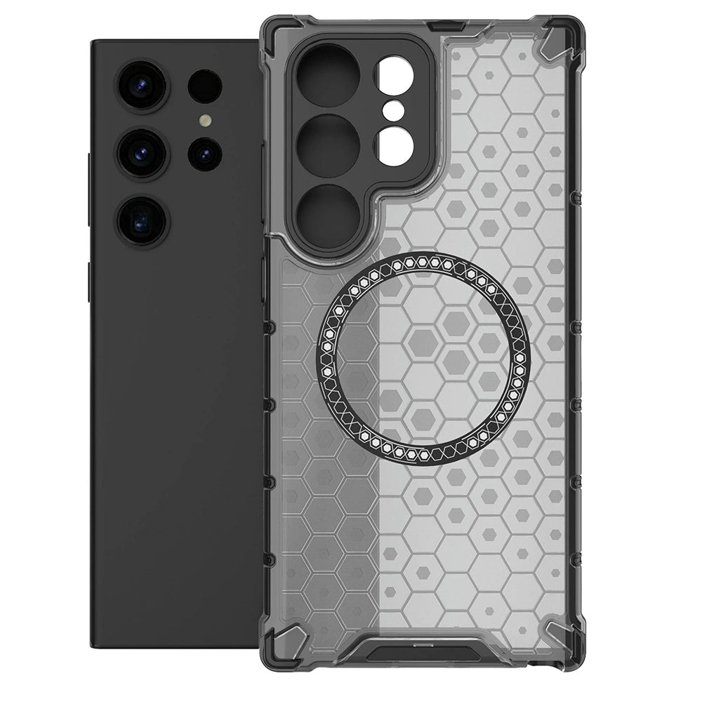 Custodia MagSafe per Samsung Galaxy S24 Ultra S928, Techsuit, HoneyComb Shield, Nera