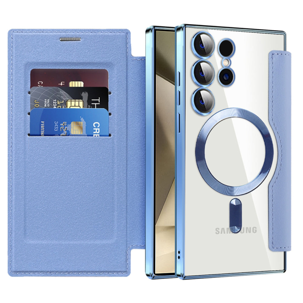 Custodia MagSafe per Samsung Galaxy S24 Ultra S928, Techsuit, SmartMag Book, Blu