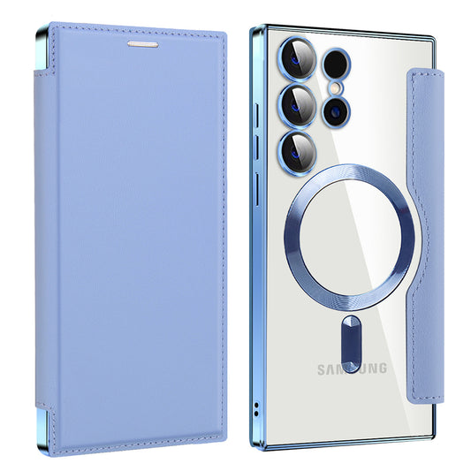 Custodia MagSafe per Samsung Galaxy S24 Ultra S928, Techsuit, SmartMag Book, Blu