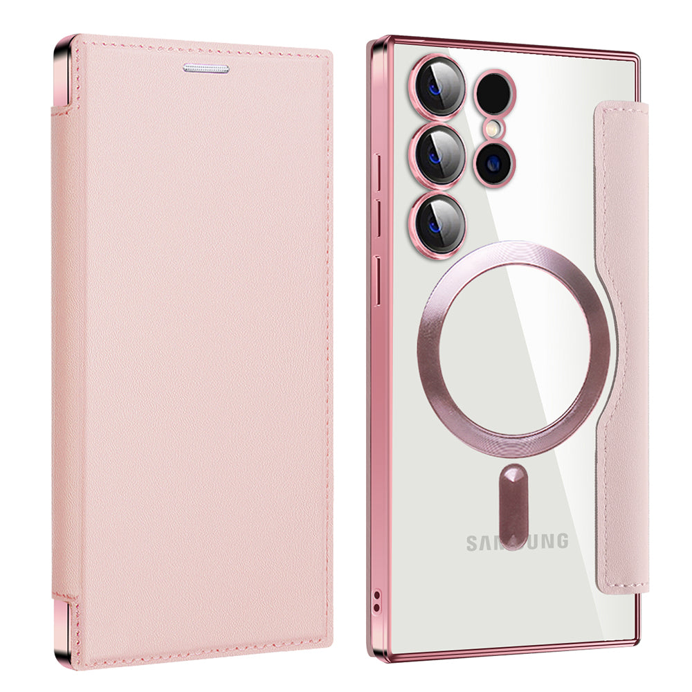 Custodia MagSafe per Samsung Galaxy S24 Ultra S928, Techsuit, SmartMag Book, Rosa