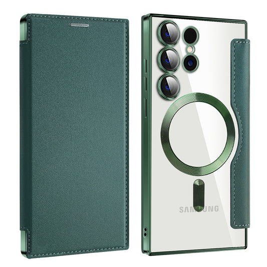 Custodia MagSafe per Samsung Galaxy S24 Ultra S928, Techsuit, SmartMag Book, Verde
